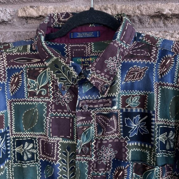Colours by Alexander Julian Vintage Floral Patchwork Button Front Shirt Size 2XL - Picture 7 of 10
